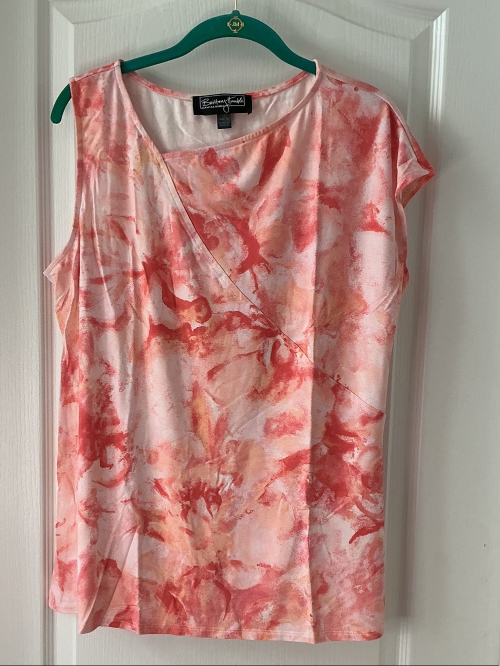 Brittany Humble Coral and Pink Watercolor Sleeveless Top
